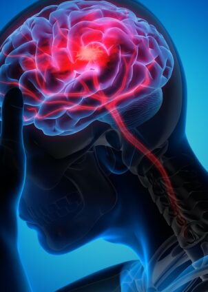 ai generated image of man with brain coloured red indicating headache