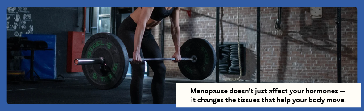 Woman doing strength exercises to support bone health after menopause